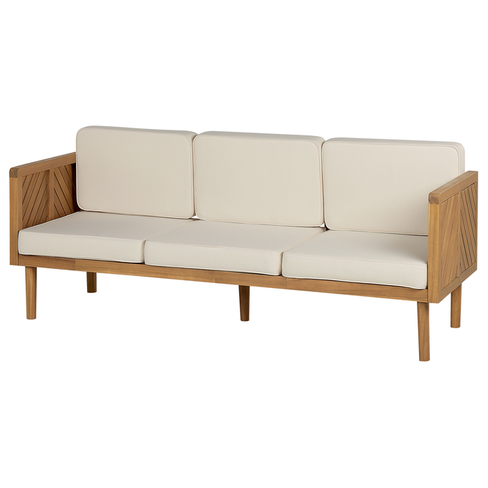 Beliani-BARATTI-Loungeset voor 5-Lichte houtkleur|Wit-Acaciahout