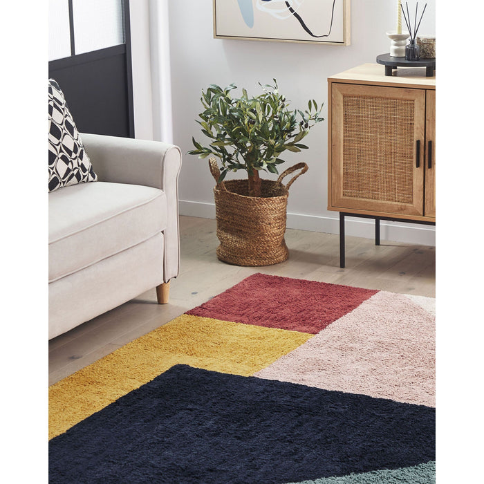 Beliani-JALGAON-Laagpolig vloerkleed-Donkerblauw-160 x 230 cm-Katoen