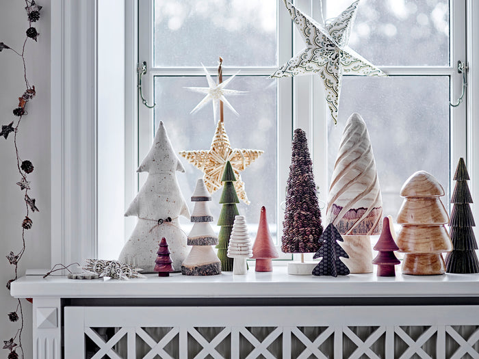 Bloomingville donker houten kerstboompjes set van 6 (Ø 7,5 centimeter