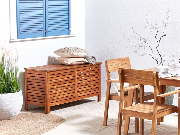 Beliani-RIVIERA-Kussenbox-Donkere houtkleur-130 cm-Acaciahout