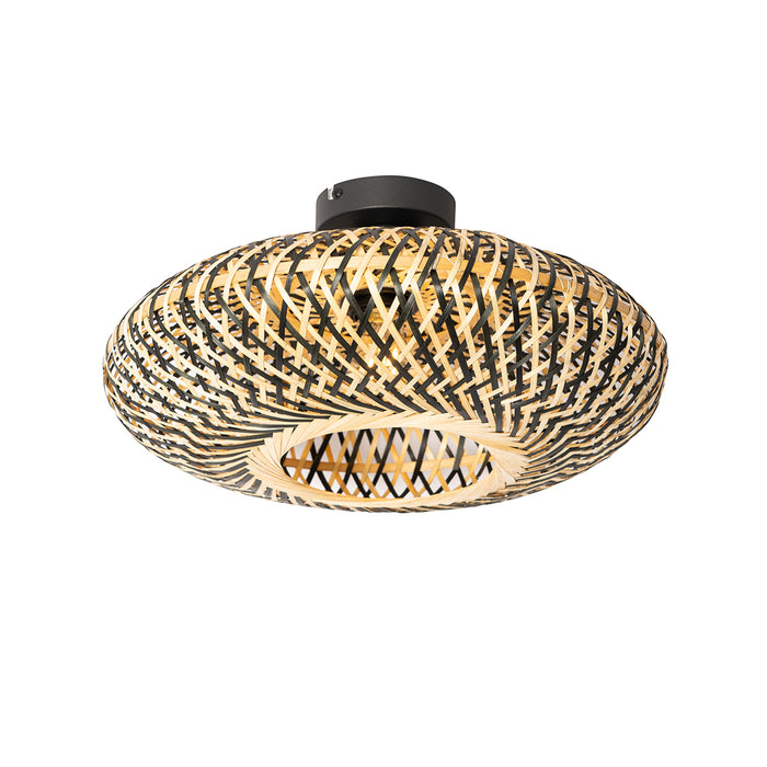 QAZQA Oosterse plafondlamp zwart bamboe 40 cm - Ostrava