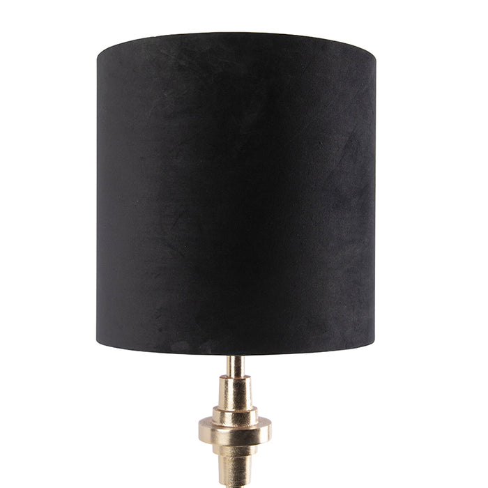 QAZQA Art deco tafellamp goud met velours zwarte kap  40 cm - Diverso