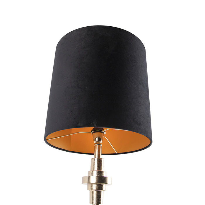 QAZQA Art deco tafellamp goud met velours zwarte kap  40 cm - Diverso