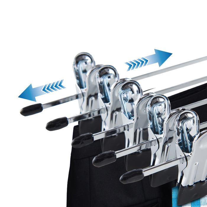 ACAZA Kledinghangers - Broekhanger - Rokhangers - 31 cm lang - Met Knijpers - Anti Slip - 20 Stuks - Metaal - Zilver