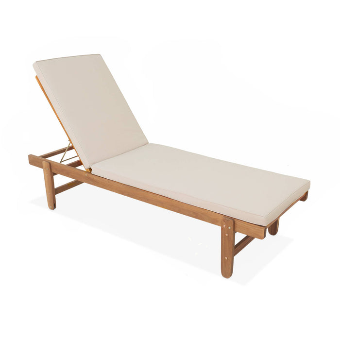 sweeek - Houten ligstoel met meerdere standen en wielen (set van 2)