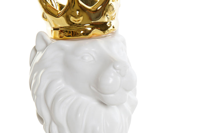Decoratief beeld Vaas Royal Lion - Wit|Goud - H21 cm