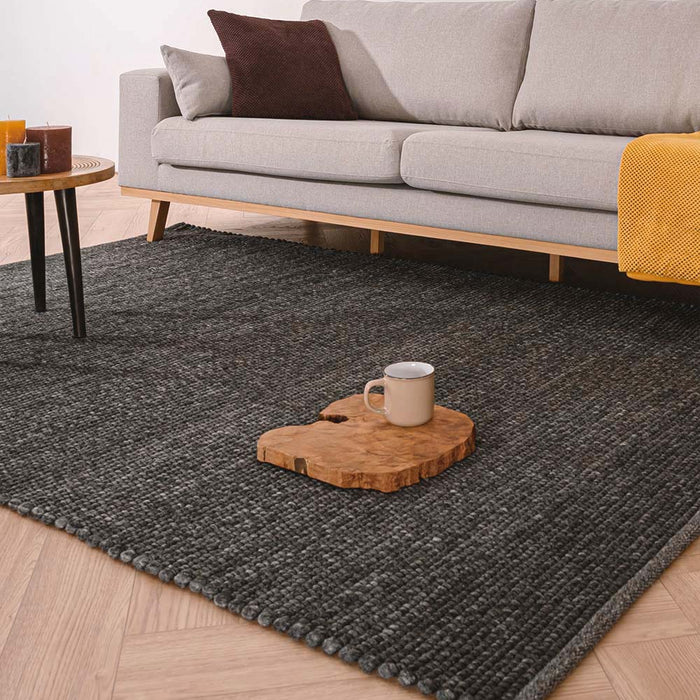 Nordic Weavers Wollen vloerkleed Lett - donkergrijs - 200x290 cm
