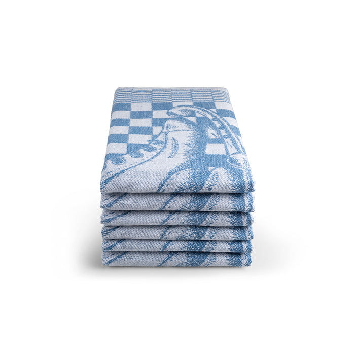 Luxe theedoeken 6 stuks 60x65cm - schaatsen blauw