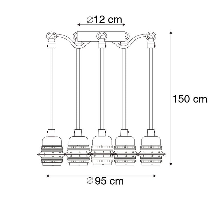 QAZQA Industriële hanglamp zwart 5-lichts - Cava