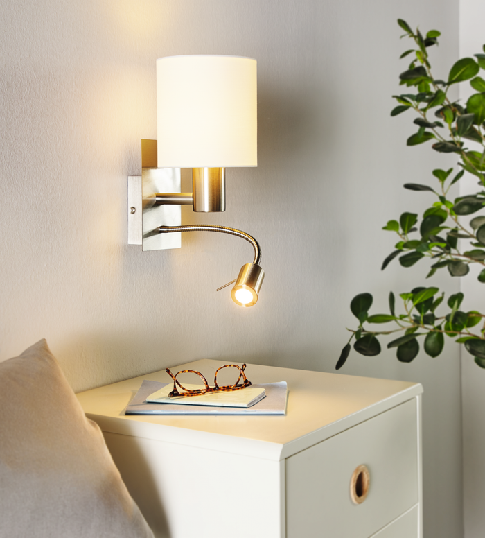 EGLO Pasteri Wandlamp - E27|LED - 38 cm - Grijs|Wit