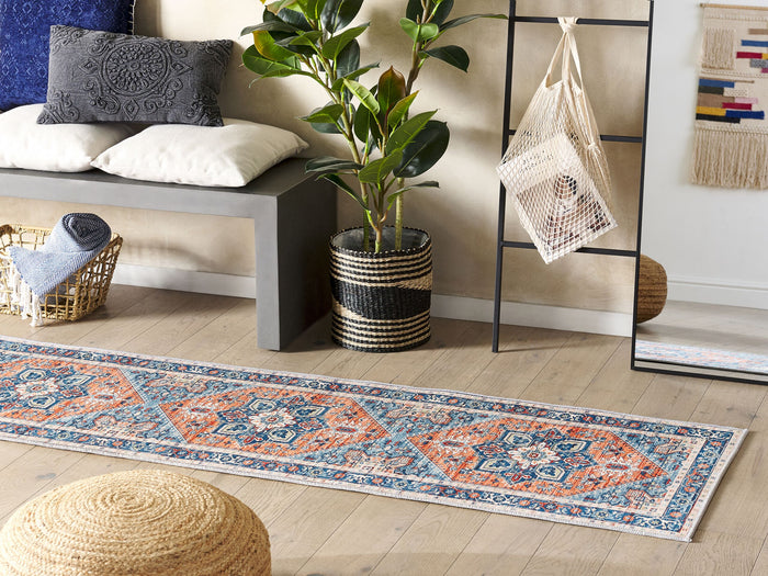 Beliani-RITAPURAM-Laagpolig vloerkleed-Blauw-60 x 200 cm-Polyester