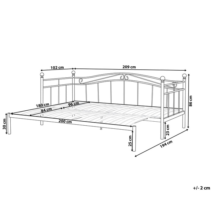 Beliani - TULLE - Eenpersoonsbed - Wit - 90 x 200 cm - Metaal
