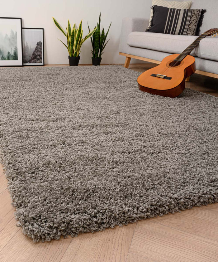 Tapeso Hoogpolig vloerkleed shaggy Grand effen - lichtgrijs - 200x300