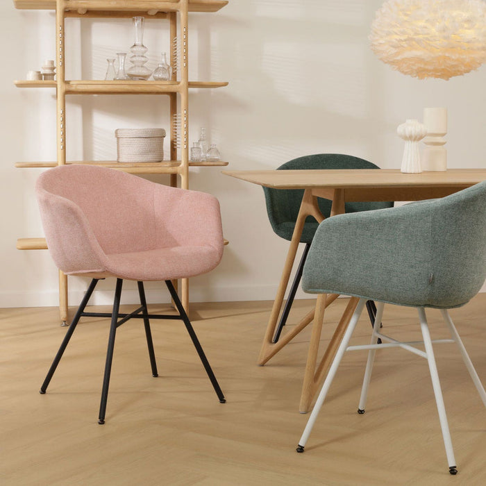 Nolon Noa-Otis eetkamerstoel zacht roze - met armleuning - wit