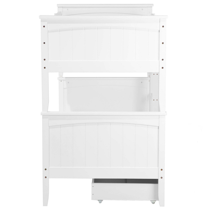 Beliani-ALBON-Stapelbed met opbergruimte-Wit-90 x 200 cm-Dennenhout