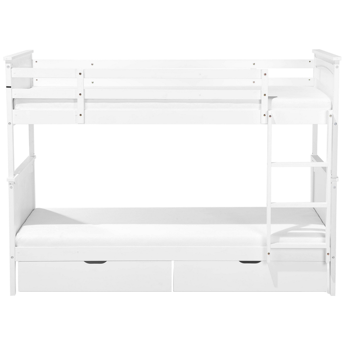 Beliani-ALBON-Stapelbed met opbergruimte-Wit-90 x 200 cm-Dennenhout