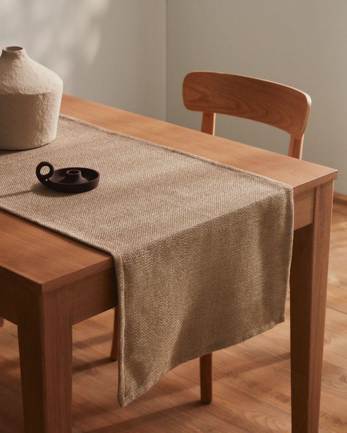 Kave Home - Tissina beige tafelloper, 100% linnen, 50x160cm