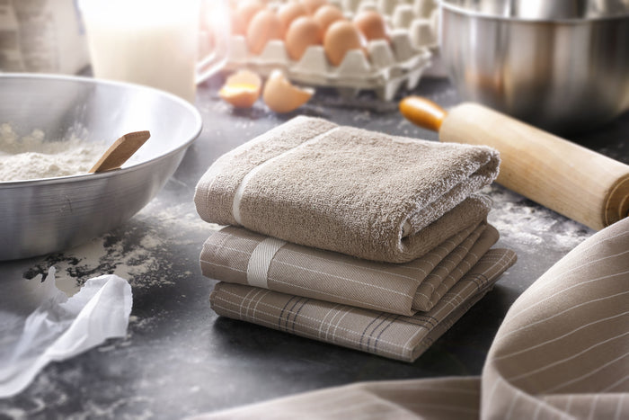 Twentse Damast 3PACK Keukentextiel Mix&Match - Taupe