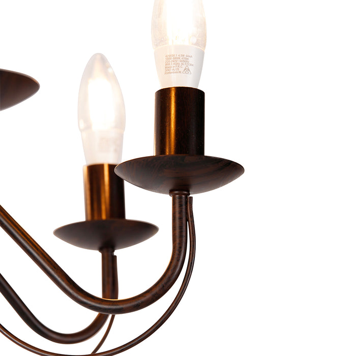 QAZQA Smart kroonluchter roestbruin 8-lichts incl. Wifi B35 -