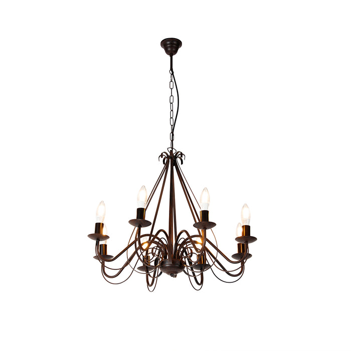 QAZQA Smart kroonluchter roestbruin 8-lichts incl. Wifi B35 -