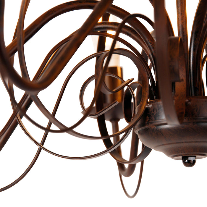 QAZQA Smart kroonluchter roestbruin 8-lichts incl. Wifi B35 -