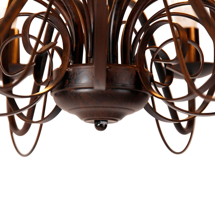 QAZQA Smart kroonluchter roestbruin 8-lichts incl. Wifi B35 -