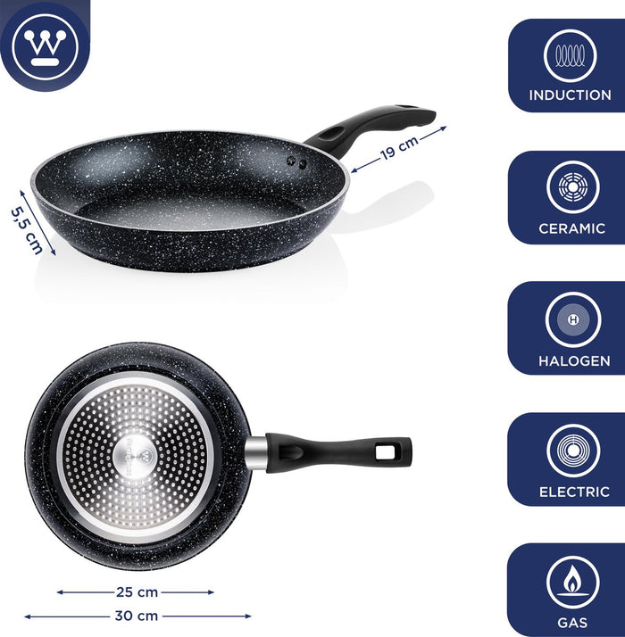 Westinghouse Pannenset - Wokpan 30cm + Koekenpan 30cm + Braadpan 28cm