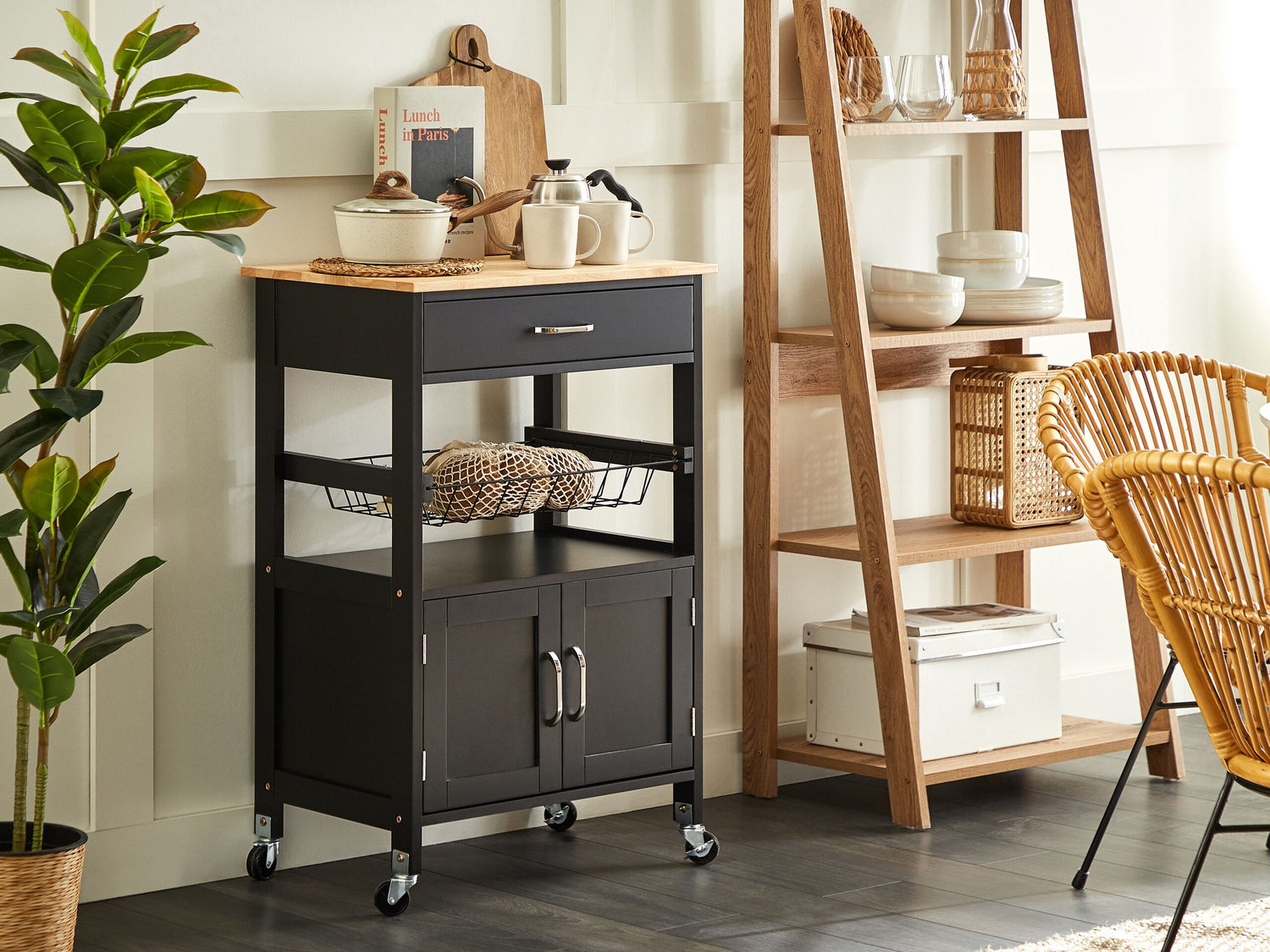 Beliani - LUGO - Keukentrolley - Zwart - MDF