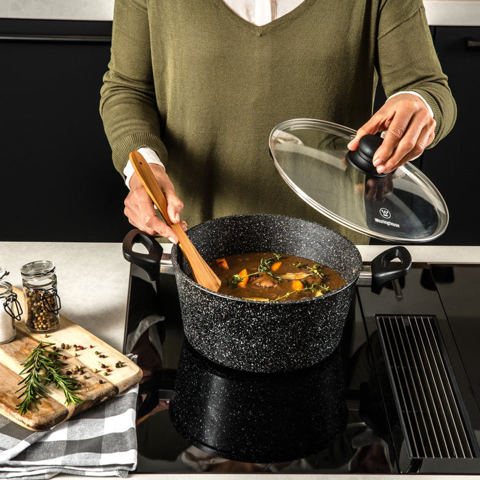 Westinghouse Pannenset - Zwart Marmer Braadpan 28cm + Steelpan 20cm