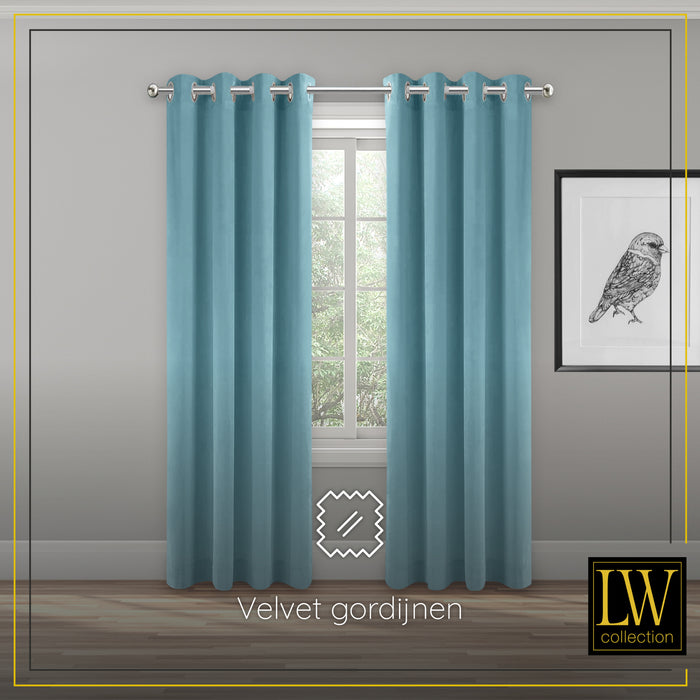 LW Collection Kant en klaar gordijnen lichtblauw 290x270cm