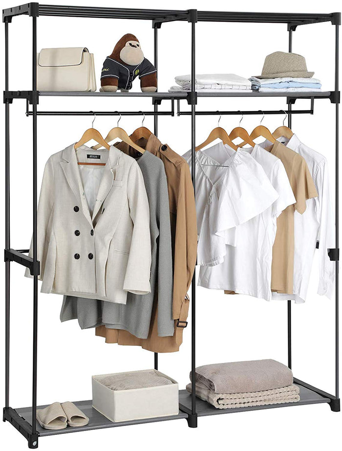 Acaza Kledingkast - 2 Kledingrails en legplanken - Opvouwbaar - Kast