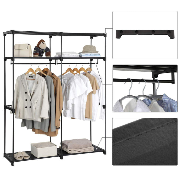 Acaza Kledingkast - 2 Kledingrails en legplanken - Opvouwbaar - Kast