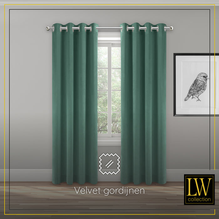 LW Collection Kant en klaar gordijnen groen 290x270cm