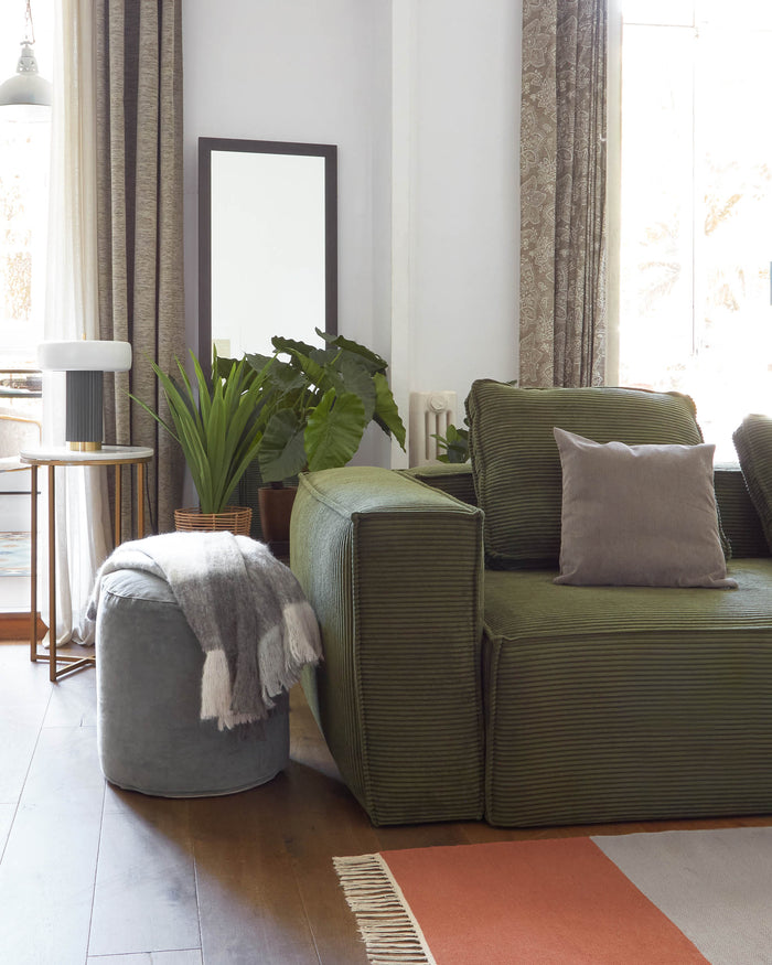 Kave Home Blok 3-zitsbank - Donkergroen - Rib