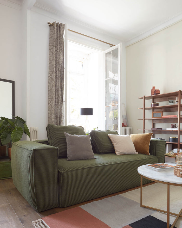 Kave Home Blok 3-zitsbank - Donkergroen - Rib