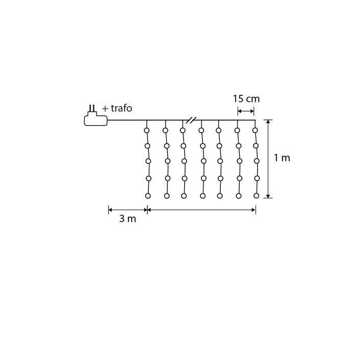Luca Lighting Lichtgordijn Berry - 100 Warm Wit LED - L300 x H100cm