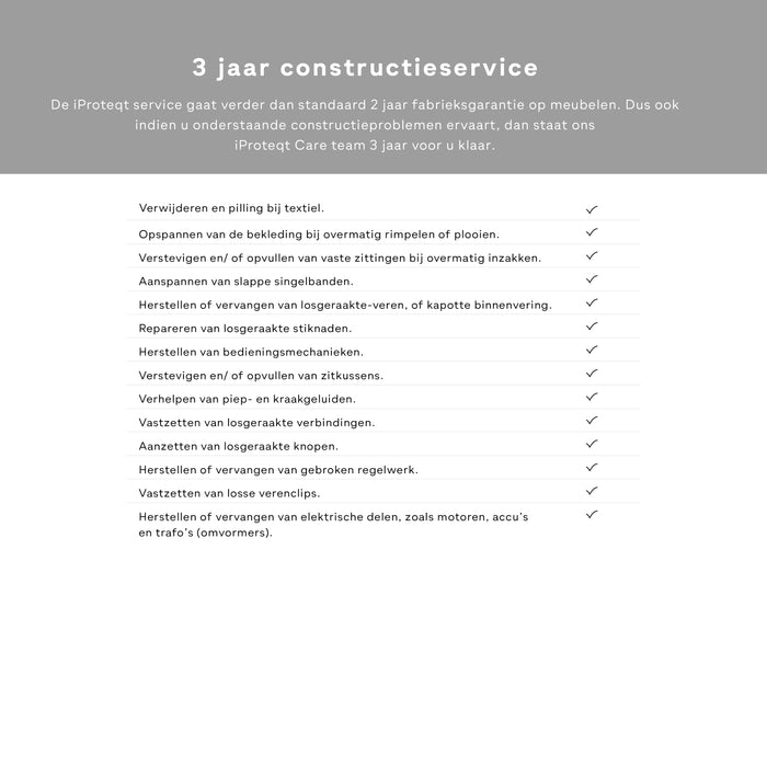 iProteqt Onderhoudsservice – Rechte Bank – incl. 3 Jaar Garantie