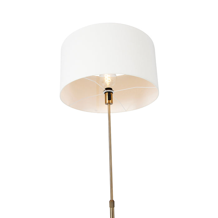 QAZQA Vloerlamp verstelbaar brons met kap wit 50 cm - Parte