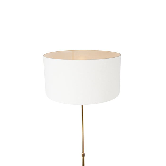 QAZQA Vloerlamp verstelbaar brons met kap wit 50 cm - Parte