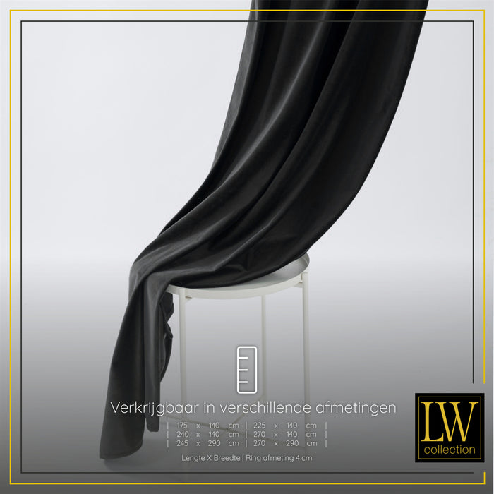LW Collection Kant en klaar gordijnen zwart 140x175cm