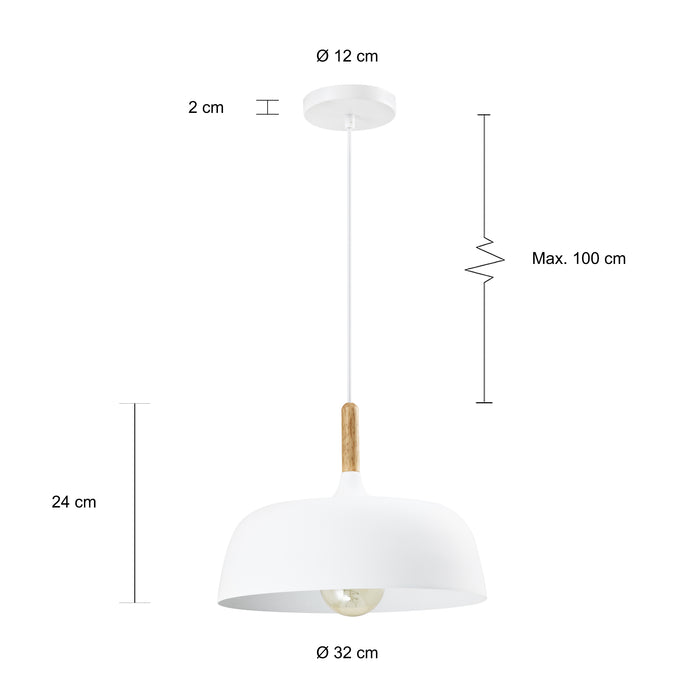 QUVIO Hanglamp rond wit - QUV5128L-WHITE