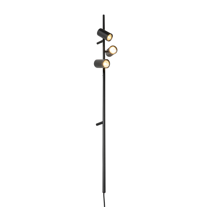 QAZQA Wandlamp zwart met voetschakelaar 3-lichts - Jeana Luxe