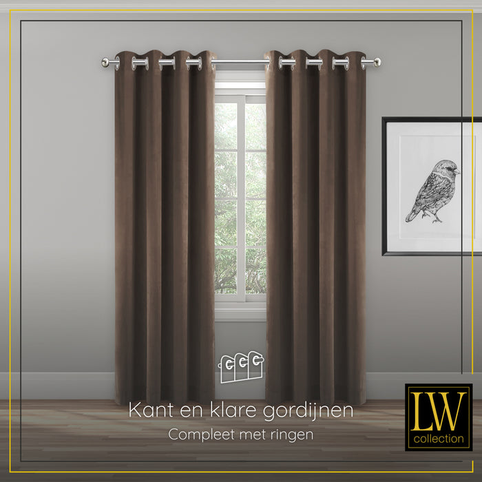 LW Collection Kant en klaar gordijnen bruin 290x270cm