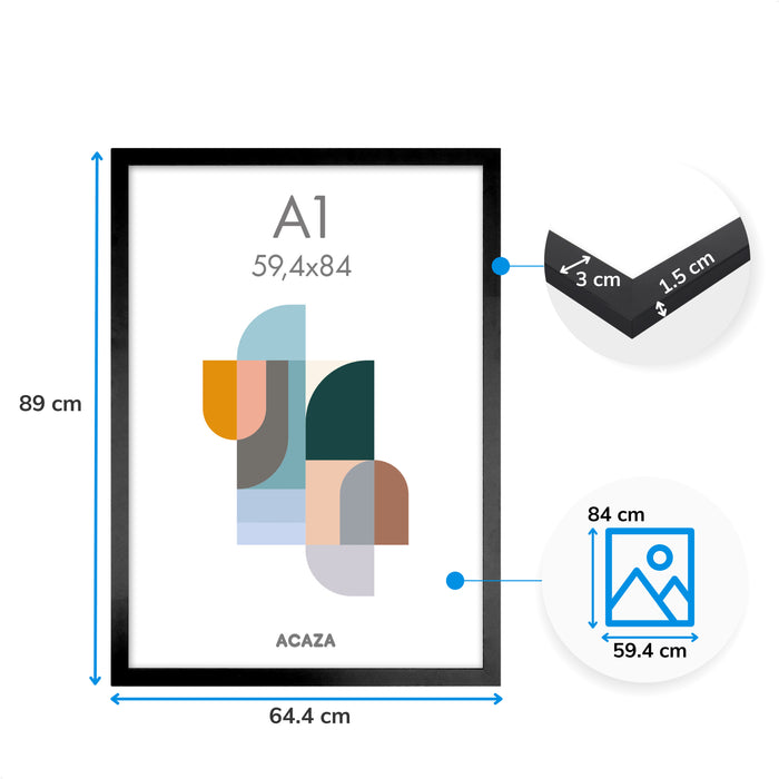 Fotokader A1 - 59,4 x 84 cm - Foto Kader in MDF Hout - Zwart