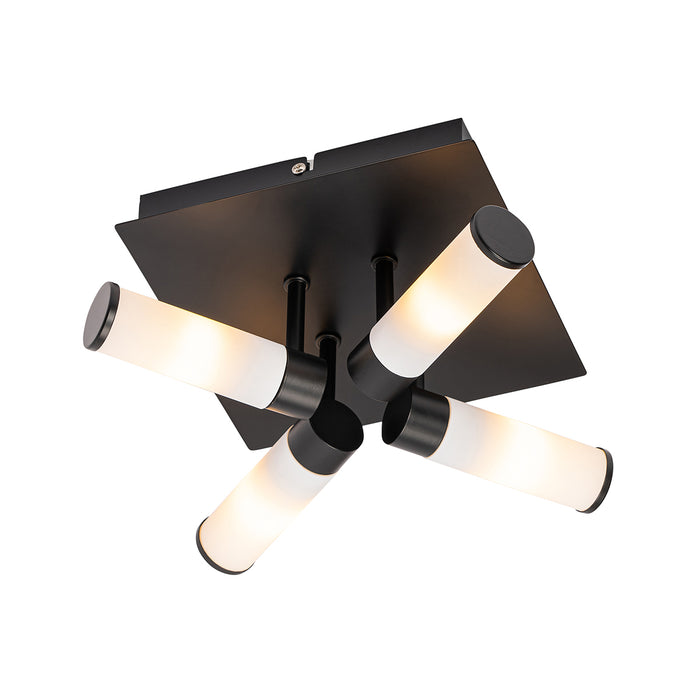 QAZQA Moderne badkamer plafondlamp zwart 4-lichts IP44 - Bath