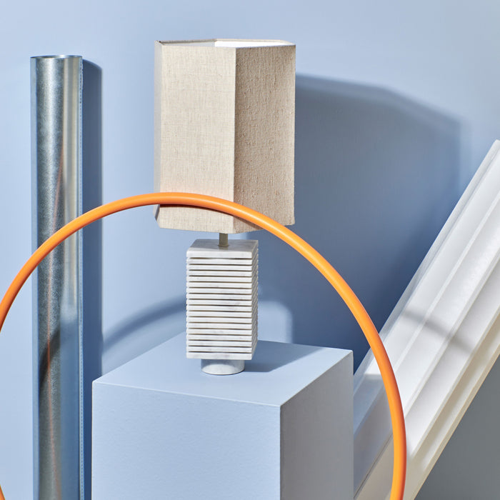 HKliving Ribbed Lampenvoet - White Marble H30