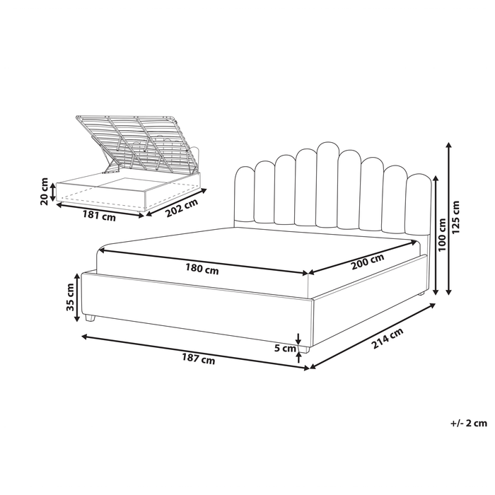 Beliani-VINCENNES-Bed met opbergruimte-Pastelroze-180 x 200 cm-Fluweel