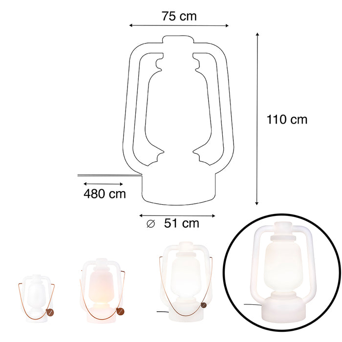 QAZQA Smart vloerlamp wit 110 cm incl. Wifi G95 - Storm Extra Large