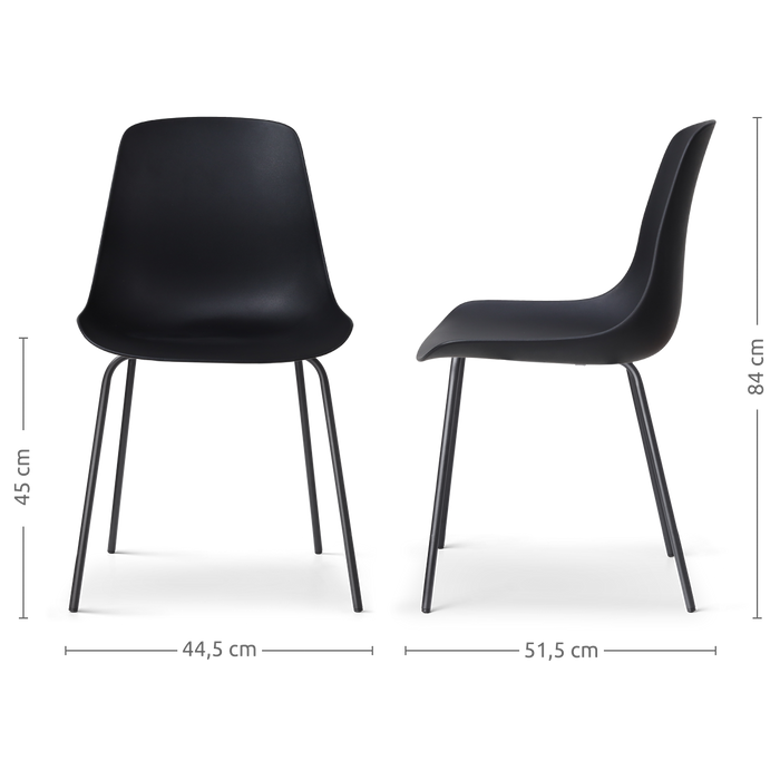 Nolon Nora-Pip Eetkamerstoel Zwart - Kunststof - Zwart Onderstel