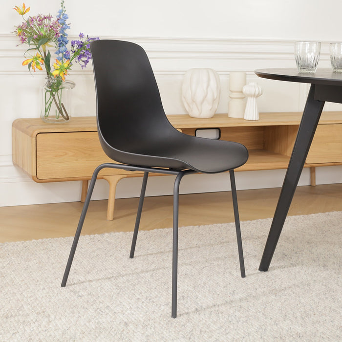 Nolon Nora-Pip Eetkamerstoel Zwart - Kunststof - Zwart Onderstel